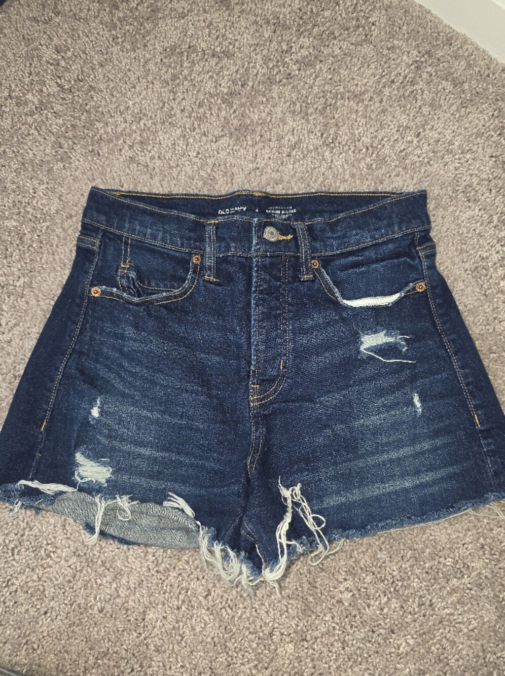 Old Navy Dark Blue Distressed Jean Shorts